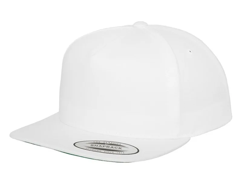 YP019 5 Panel Cotton Snapback White | DESIGN BY CREATIVE